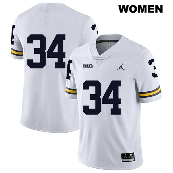 Women's NCAA Michigan Wolverines Jordan Anthony #34 No Name White Jordan Brand Authentic Stitched Legend Football College Jersey EO25P63OP